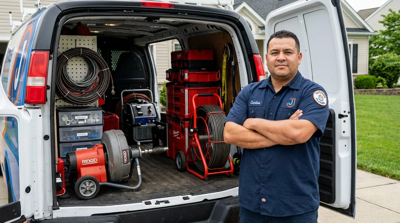Professional drain cleaning equipment and Johns Plumbing LLC plumber in Petal