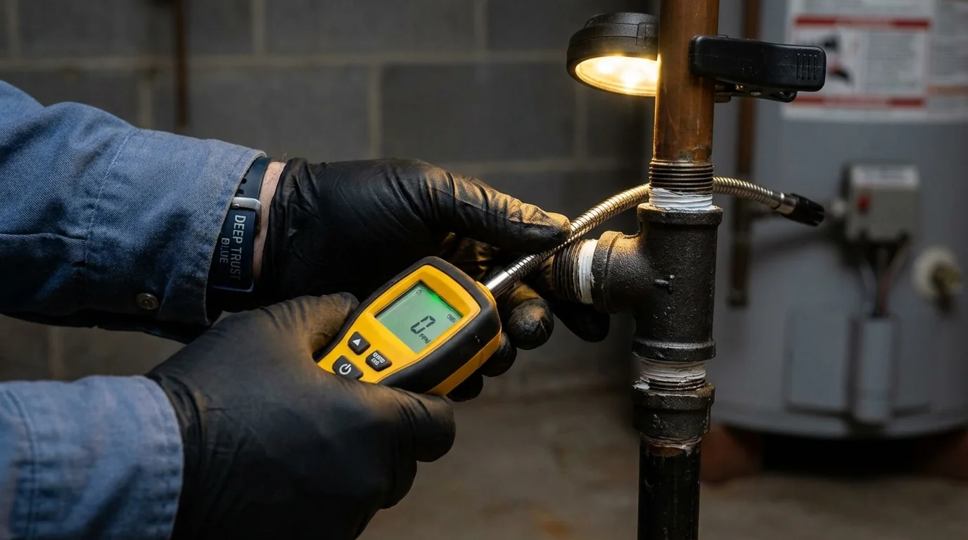 Gas leak detection with electronic sniffer by Johns Plumbing LLC in Petal